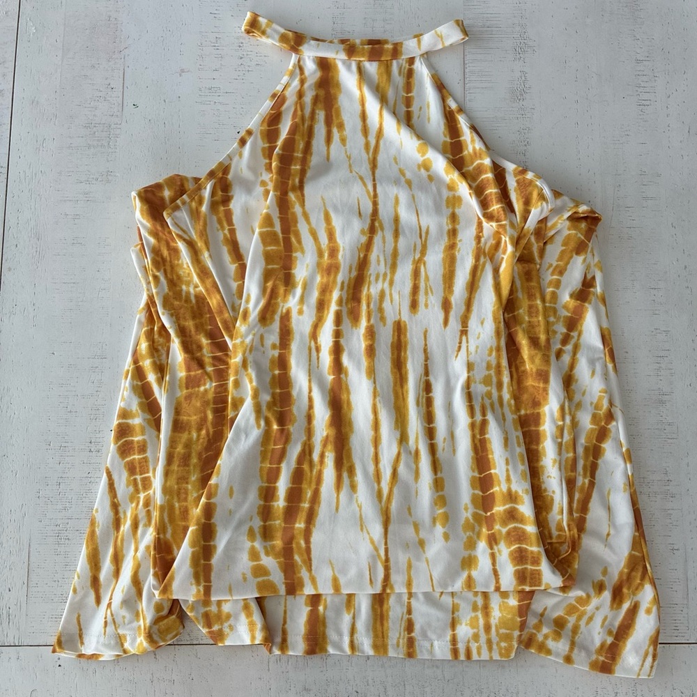 Tie-Dye Halter Neck Top - Yellow and White